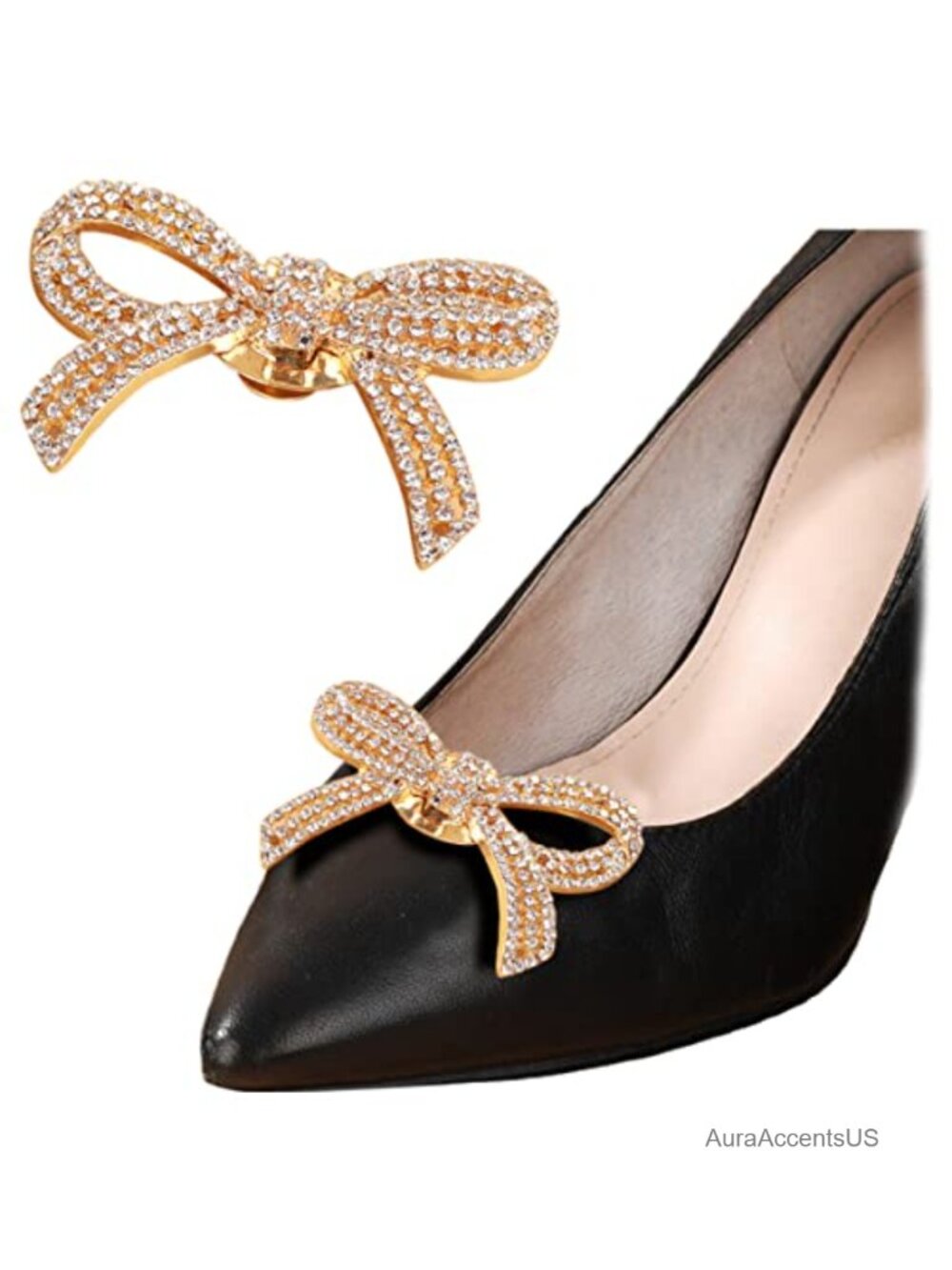 Rhinestone Bow Shoe Clips Detachable Bridal Heels Accessories Wedding Shoe